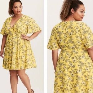 TORRID Floral Yellow Wrap Dress